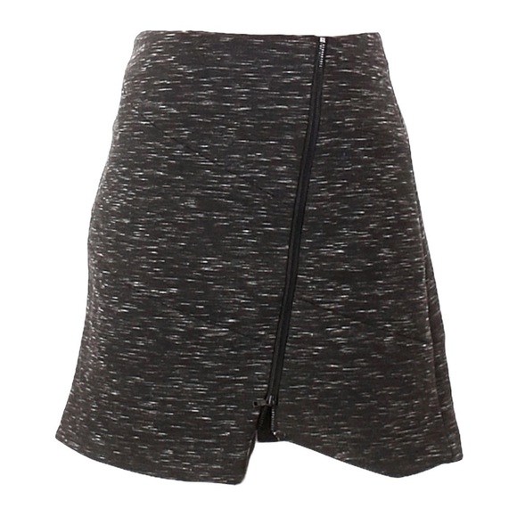 🌺 Sam Edelman Space Dye Charcoal Gray Zipper Front Mini Skirt Size 4 - Picture 1 of 9